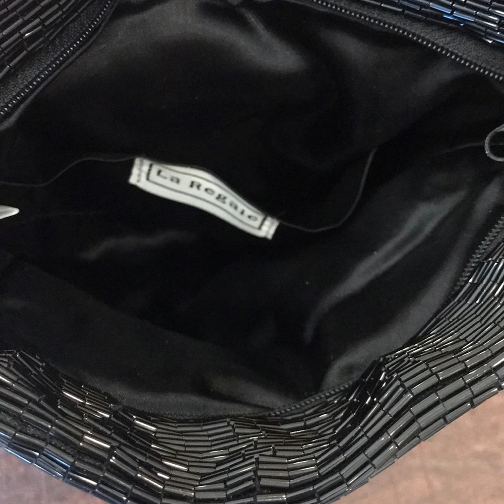 NEW La Regale black sequin beaded fold over clutch - Picture 6 of 7